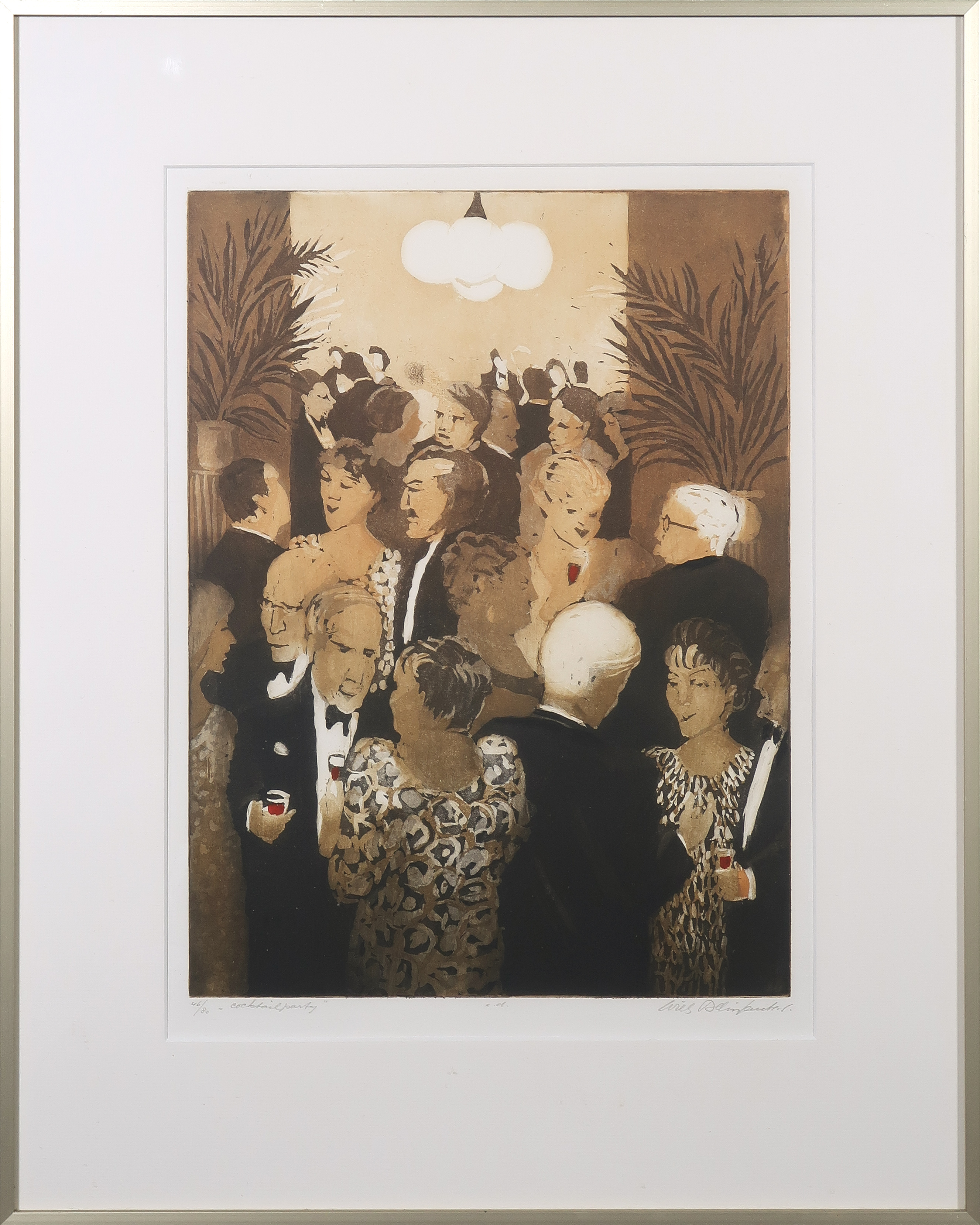 Willy Belinfante - Aquatint, Cocktailparty - Ingelijst kopen? Bied vanaf 60!