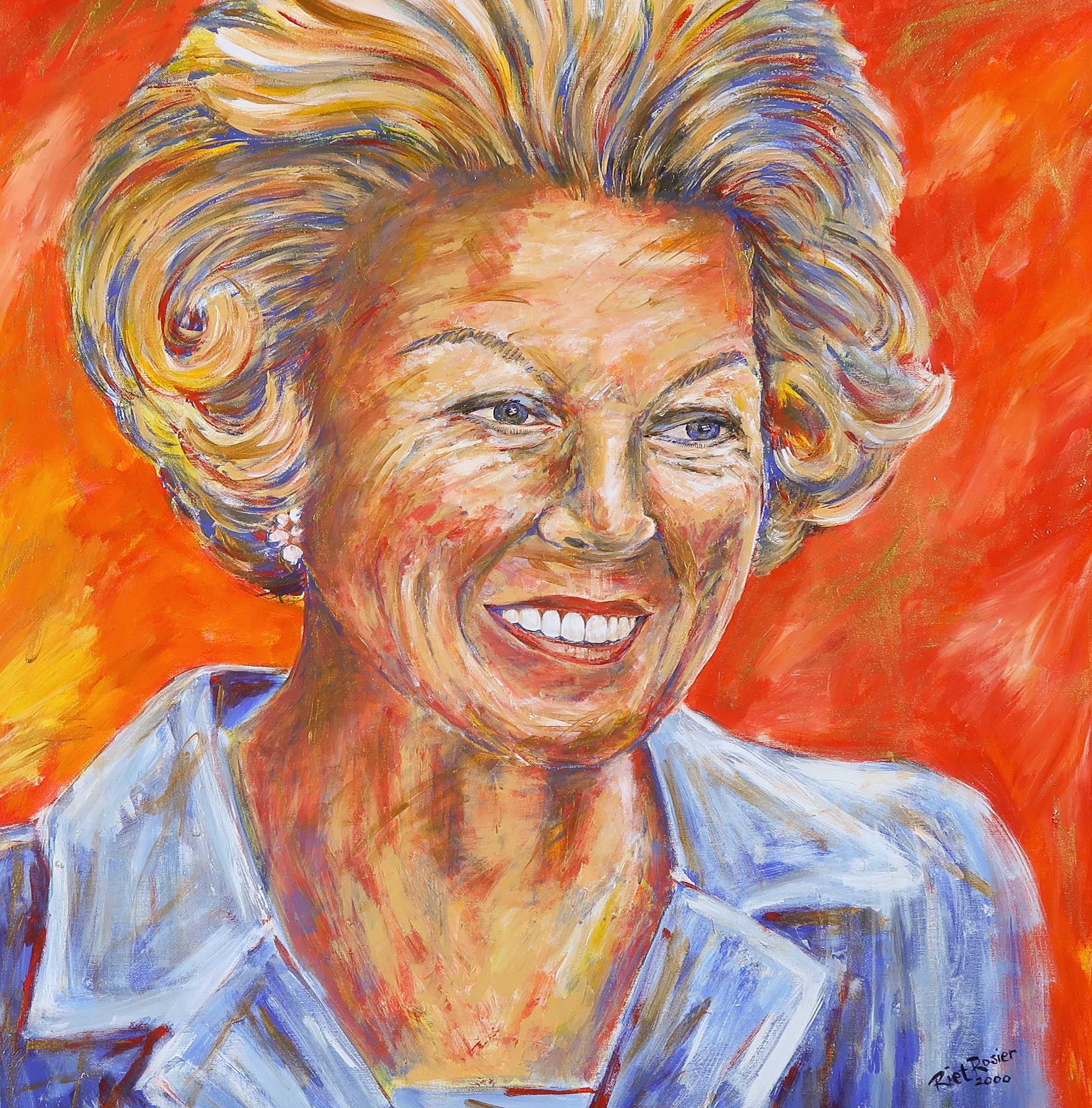 Riet Rosier - Olieverf op doek, Prinses Beatrix - Ingelijst kopen? Bied vanaf 100!