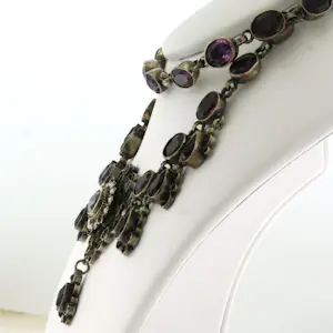 Zilveren collier bezet met parel, peridot en amethist - 42 cm kopen? Bied vanaf 170!