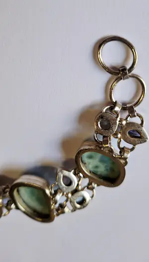 Nieuwe mooie grote zware zilveren armband gezet met Larimar kopen? Bied vanaf 175!