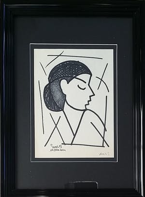 Siep van den Berg - Portret van een meisje - inkt op papier kopen? Bied vanaf 150!