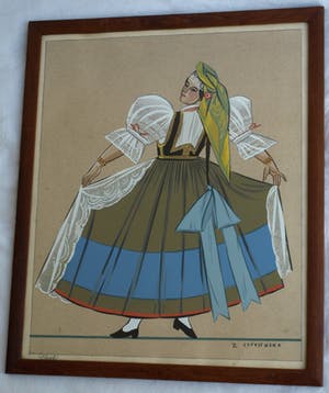 Zofia Stryjeńska - Gemende techniek , "Slask" , Silezië – gesigneerd & ingelijst – 1939 kopen? Bied vanaf 45!