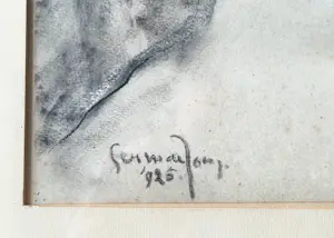 Germ de Jong - 1925 - houtskool op papier - winters bergmassief - gesigneerd - ingelijst kopen? Bied vanaf 50!