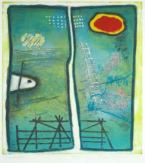 Hans Heijman - Kleurenets en aquatint, Improvisatie - Ingelijst verkocht voor € 50!