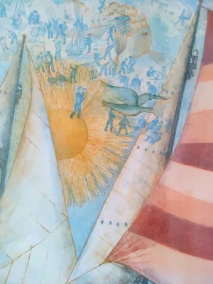 Francoise Deberdt - (1934) gedetailleerde kleurenets, 'fantoomschepen op zee' kopen? Bied vanaf 85!