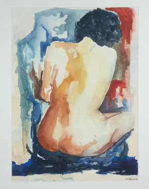 Niet of onleesbaar gesigneerd - Aquarel, Naakt - Ingelijst kopen? Bied vanaf 10!