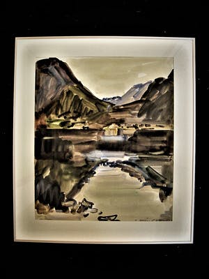 Hein Stork - Grote impressionistische Gouache "Landschap bij Vang Noorwegen" gesigneerd kopen? Bied vanaf 70!