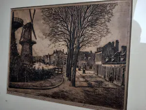 Marius Janssen - Stadsgezicht met molens Broersvest te Schiedam omstreeks 1870 kopen? Bied vanaf 35!