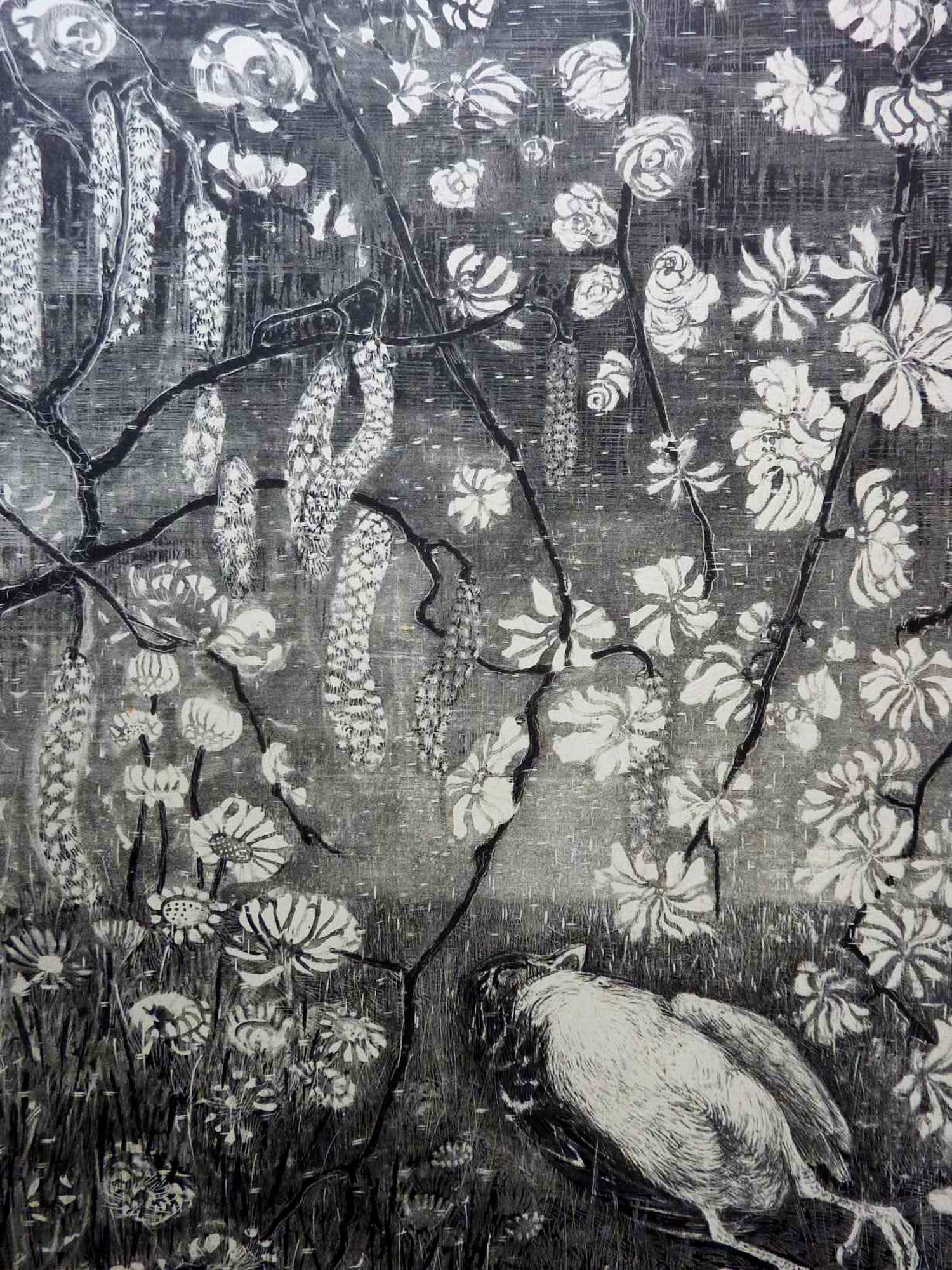 Theo van Hoytema - Lithografie op chine collé - Dood vogeltje 1904 kopen? Bied vanaf 100!