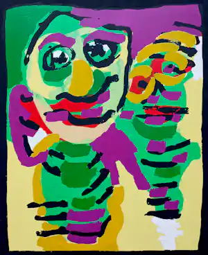 Karel Appel - Zwarte rand, zeefdruk (mooi ingelijst, groot) kaufen? Bieten Sie von 1600!