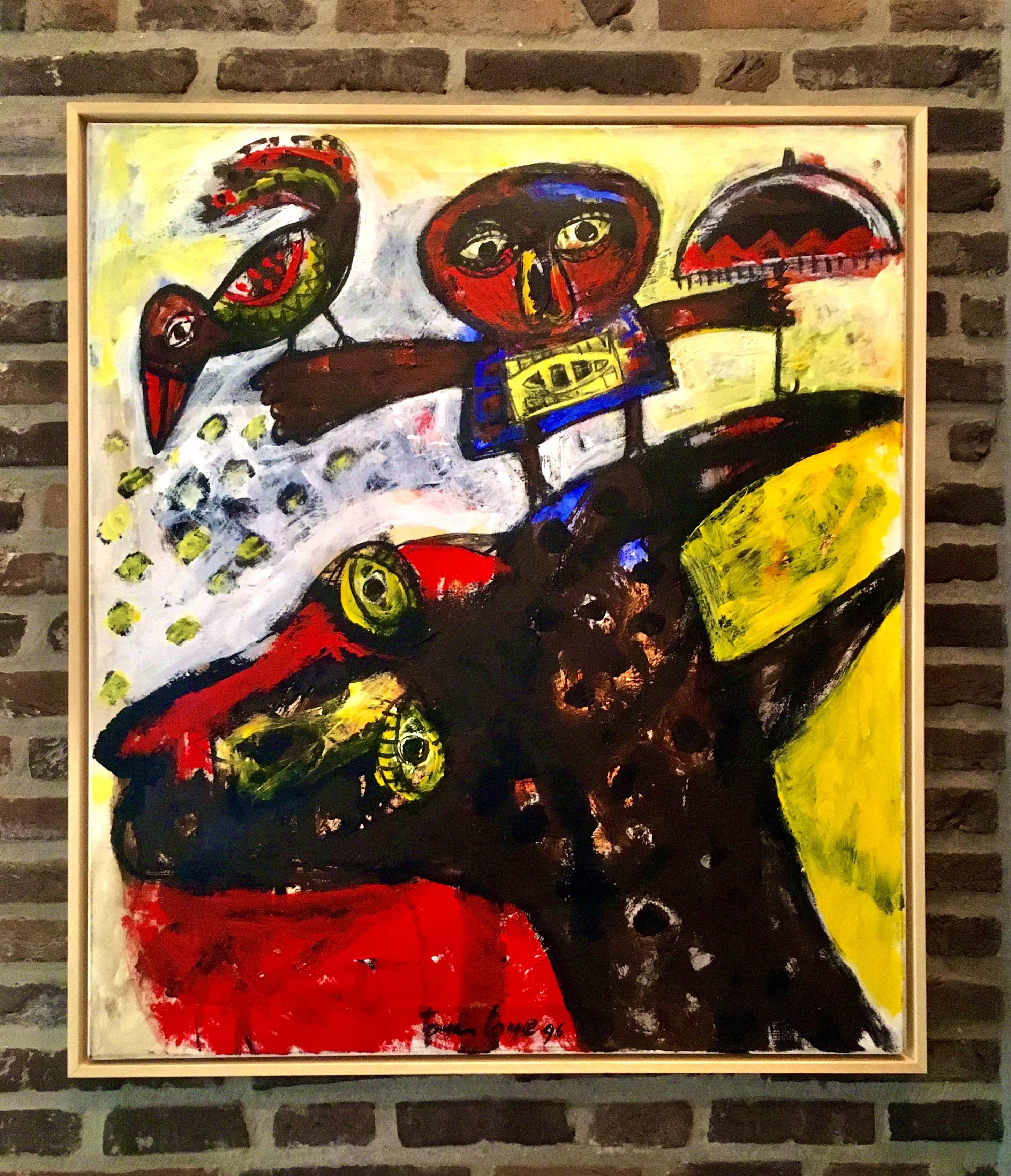 Toyin Loye - kleurrijk schilderij, olie & acryl op doek kopen? Bied vanaf 395!