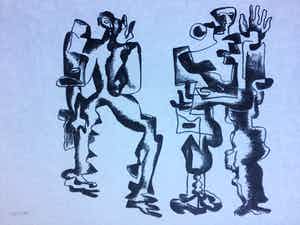 Ossip Zadkine - Ossip Zadkine - Deux figures - genummerde lithografie op Japans papier verkocht voor € 200!