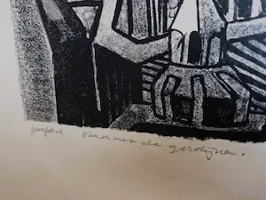 Wim Beuning - TWEE (2) Grote E.A. Litho's "stad met gordijnen & flessen" - zeer kleine oplage kopen? Bied vanaf 26!