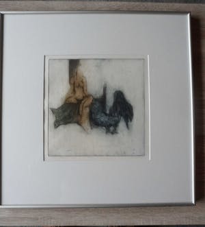 Sam Parabirsingh - Ets. Titel, "Vrouw en Haan". kopen? Bied vanaf 30!