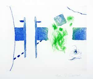 Roger Raveel - Blauw-groen tuingezicht (zeer zeldzaam) verkocht voor € 440!