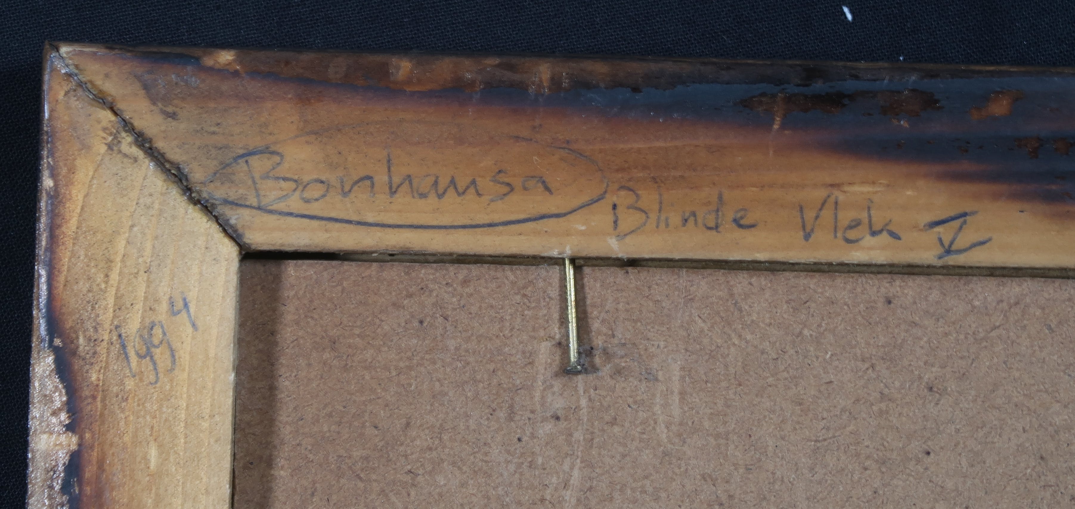Bonhansa - Gemengde techniek, Blinde vlek V - Ingelijst kopen? Bied vanaf 20!