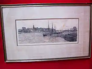 Gerrit Haverkamp - Stadskade aan rivier (waarschijnlijk Arnhem) verkauft für € 45!