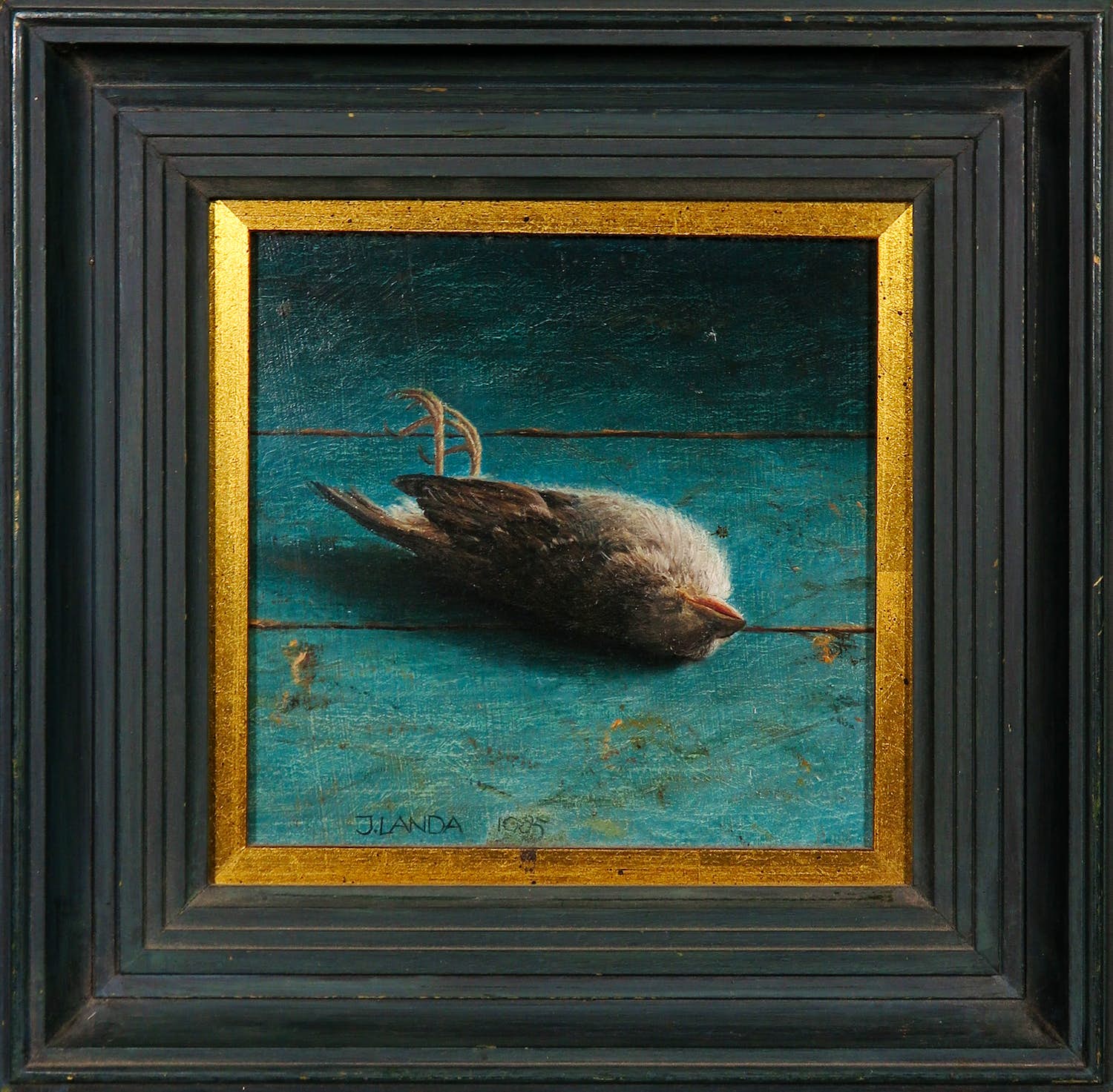 Julien Landa - Olieverf op board, Dood musje verkocht voor € 200!