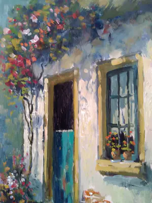 Niet of onleesbaar gesigneerd - G. van Donk, 'Zomers huis', hand gesigneerd kopen? Bied vanaf 1!