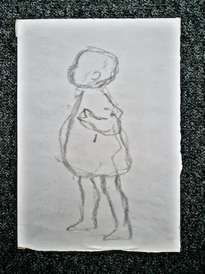 Johanna Bottema - impressionistische Houtskool tekening - peuter met pop - ca.1950 kopen? Bied vanaf 36!