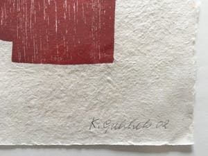 Klaas Gubbels - houtdruk 'Rode kan met object en diabolo’ - 2005. kopen? Bied vanaf 350!