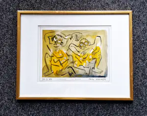 Paul Husner - 2006 - aquarel op papier "Vuurdans" met opdracht - mooi ingelijst - gesigneerd kaufen? Bieten Sie von 90!
