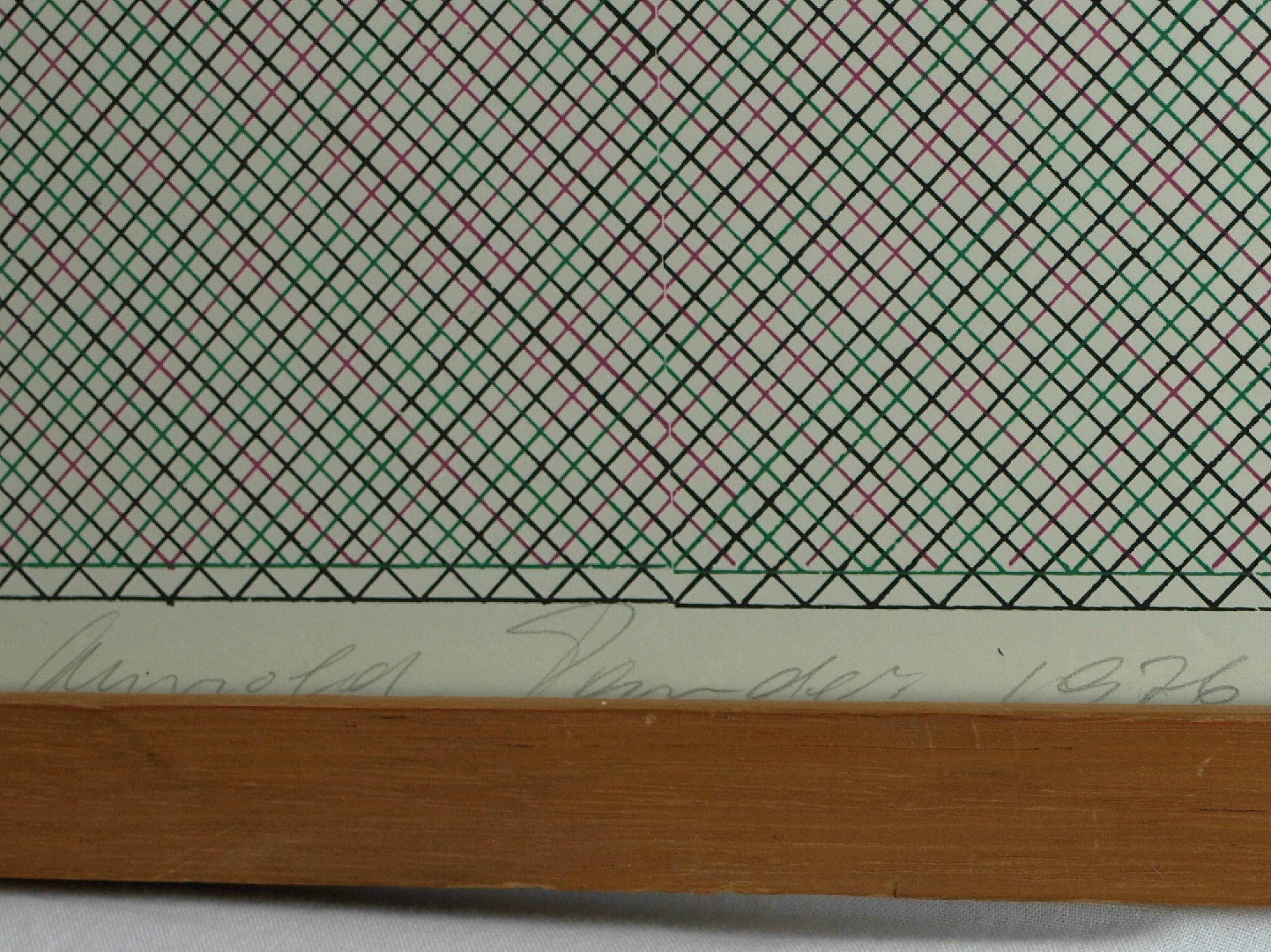 Arnold Pander - Tekening , Overgang van violet naar groen - ingelijst – 1976 kopen? Bied vanaf 1!