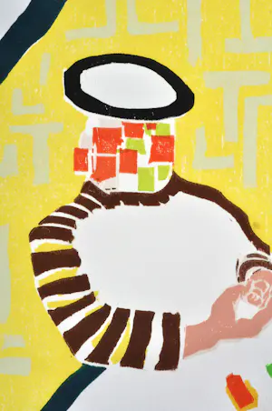 Roger Raveel - Thuis, gesigneerde houtsnede, ingelijst kopen? Bied vanaf 1350!