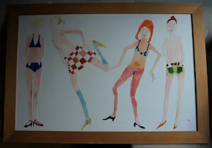 Vanessa Beecroft - Collage en acrylverf , Jonge vrouwen 2 – ingelijst, 94 x 134 cm - 1993 kopen? Bied vanaf 750!