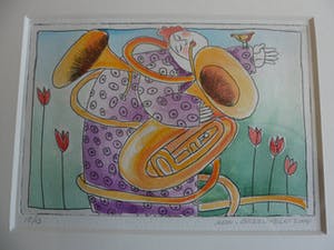 Ada Breedveld - Kleuren ets, titel, "Tuba". kopen? Bied vanaf 40!