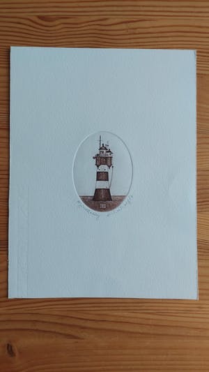 Niet of onleesbaar gesigneerd - etsje van Vuurtoren kopen? Bied vanaf 1!