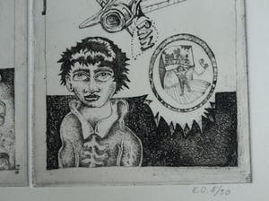 Ab Steenvoorden - Ets , Monument der Vissen – Surrealistische voorstelling, 1971 - 16½ x 41 cm kopen? Bied vanaf 1!