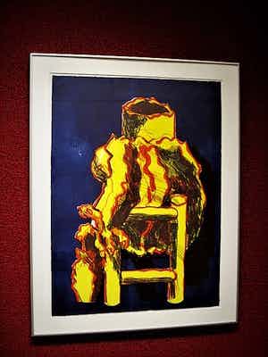 Jan Sierhuis - 1971- GROTE gesigneerde Litho "Kleding op Kruk" - Zeer kleine Oplage! (35 stuks) verkocht voor € 10!