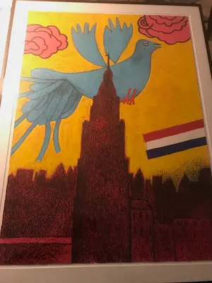 Corneille - Corneille - Vol d'Oiseau au dessus du Beffroi d'Amsterdam - Grande Lithographie kopen? Bied vanaf 165!