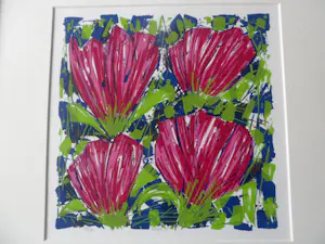 Ad van Hassel - Zeefdruk. ”Tulpen VII” ingelijst kopen? Bied vanaf 40!