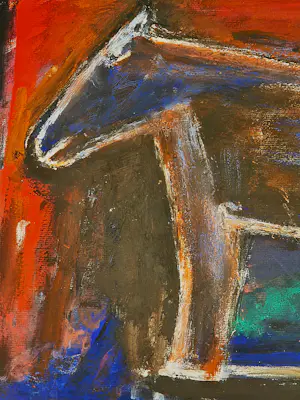 Wil van Leeuwen - Grote expressionistische gouache - "Paard" - fraai ingelijst - gesigneerd kopen? Bied vanaf 47!
