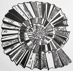 Eduard Flor - Ammoniet, linoleumsnede op rijstpapier kopen? Bied vanaf 40!