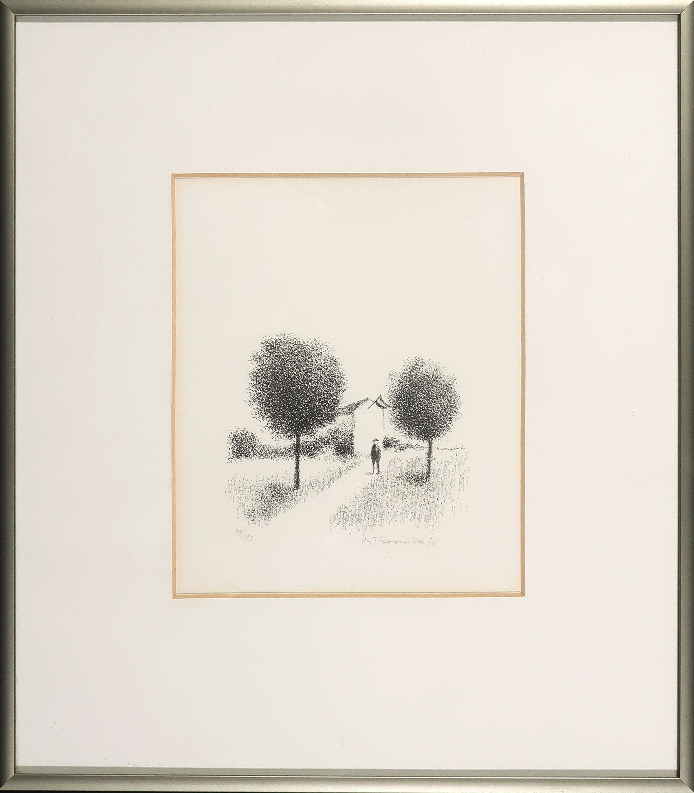 Metten Koornstra - Litho, Zonder titel - Ingelijst verkocht voor € 50!