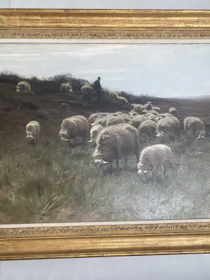 Herman van der Weele - 1852-1930, herder met schaapskudde op de hei. Olieverf op doek 58,7 x 86,9 cm. kopen? Bied vanaf 1200!