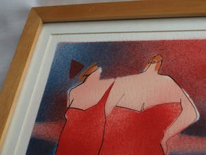 Cora Vries - Ingelijste zeefdruk , The Night , Vrouwen in badpak – Loodskado 1995 kopen? Bied vanaf 45!