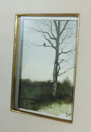 Rien Poortvliet - Gouache en potlood op papier, Boom met vogel - Ingelijst kopen? Bied vanaf 1000!