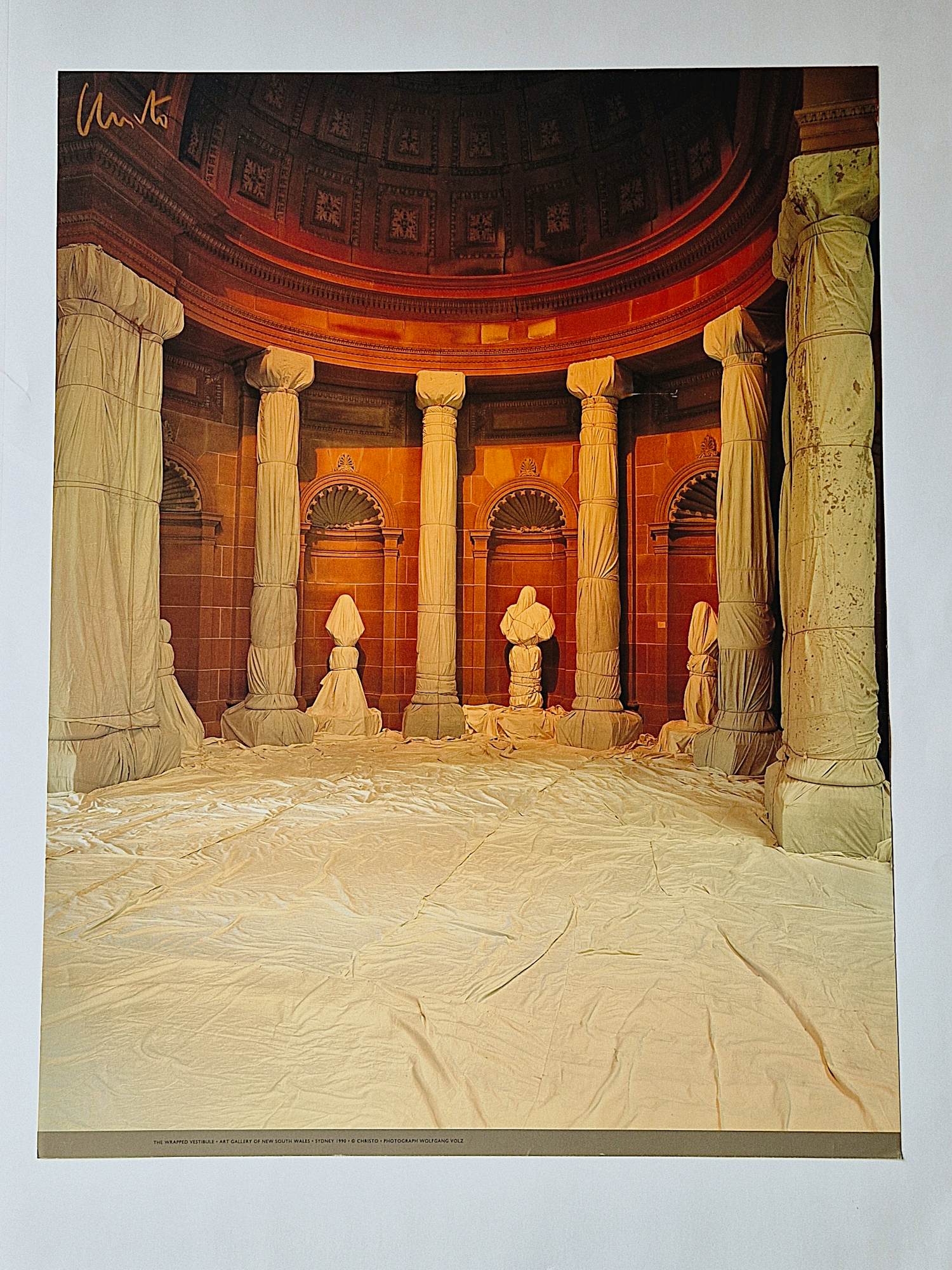 Christo - Originele 1990 kleuren offset "The Wrapped Vestibule" crayon gesigneerd! verkocht voor € 169!