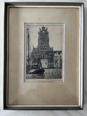Marius Johannes Janssen - Dordrecht - Ets, Ingelijst kopen? Bied vanaf 45!