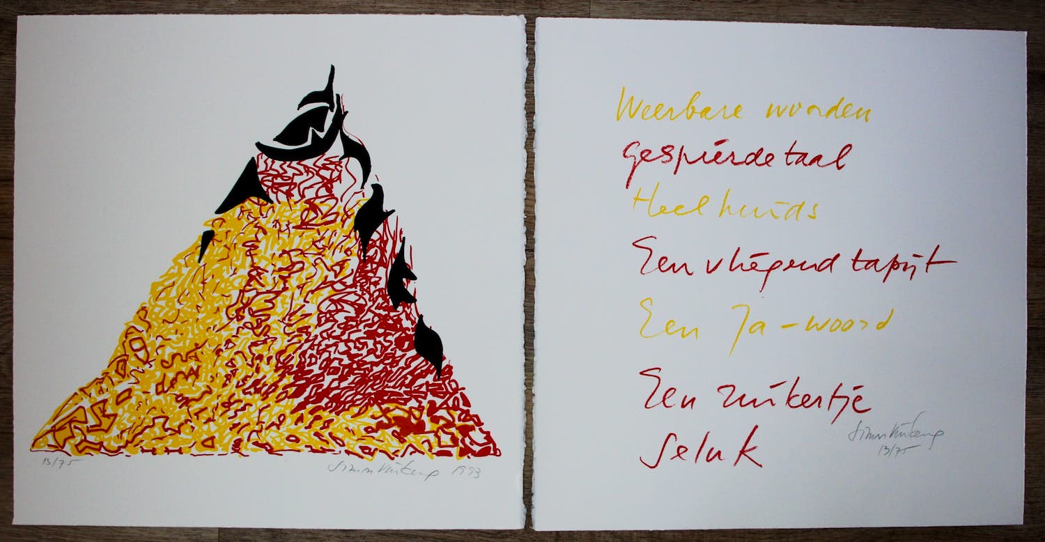 Simon Vinkenoog - Twee handgesigneerde litho's - 1993 verkocht voor € 99!