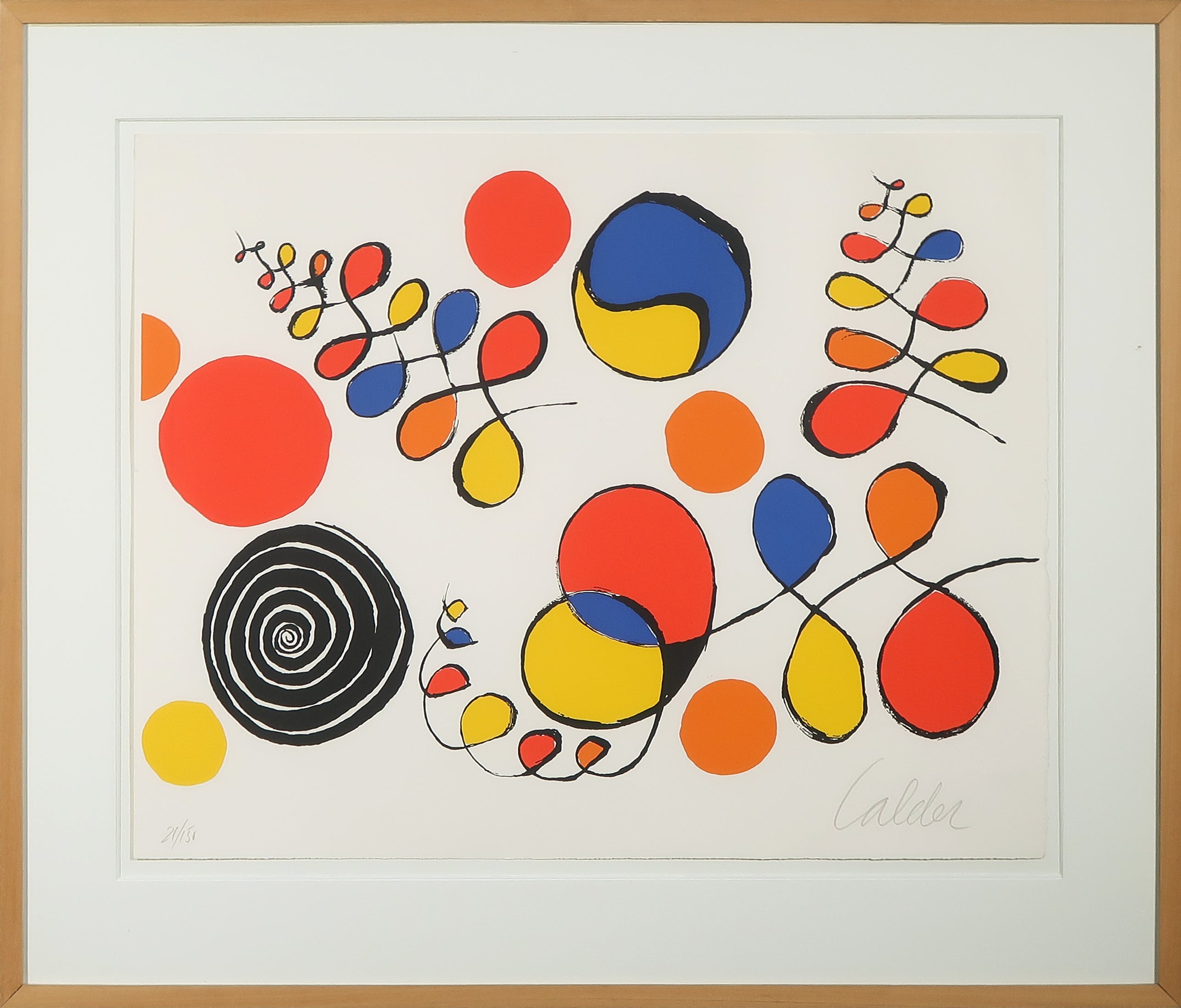 Alexander Calder - Zeefdruk, Zonder titel - Ingelijst verkocht voor € 1000!