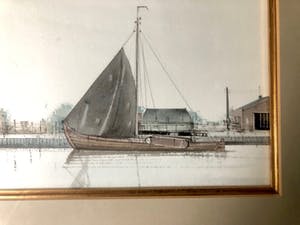 Ciano Siewert - Aangemeerde boten in een vaart - Aquarel, Ingelijst kopen? Bied vanaf 450!