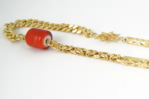 11 - Groot Surinaams geel-gouden Alla Kondre hals sieraad ketting - 18 krt kopen? Bied vanaf 1180!