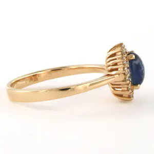 18k gouden ring met saffier en briljant geslepen diamant tot. 0.24ct kopen? Bied vanaf 650!