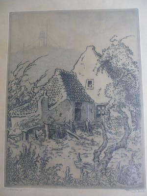 Toon de Jong - Ets, Titel, Vlieland kopen? Bied vanaf 40!