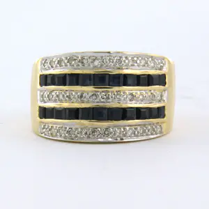 Acheter18k gouden ring bezet met saffier en single cut geslepen diamant tot. 0.36ct? Enchérissez de 600!